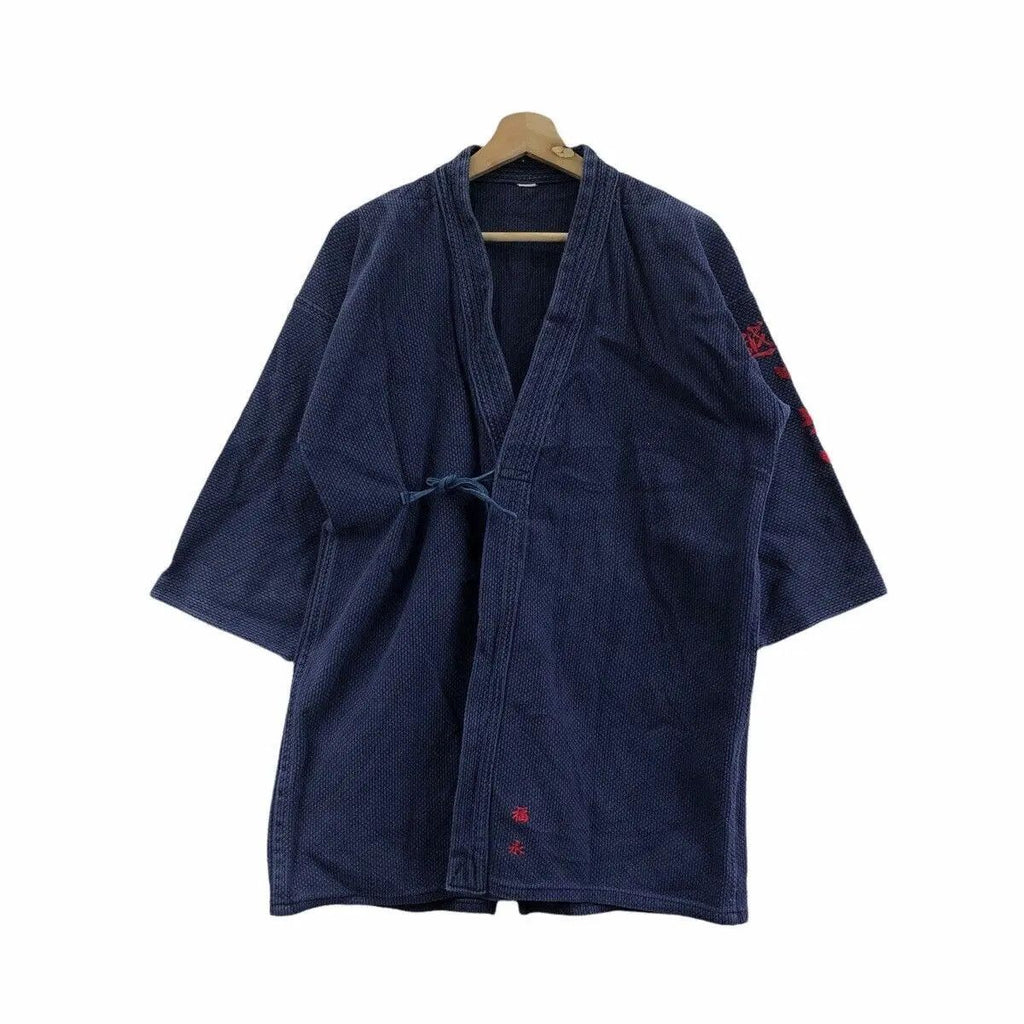 Vintage 80’ KIMONO JAPAN INDIGO Natural Dye Weaving Yakuza Cape Jacket Parka