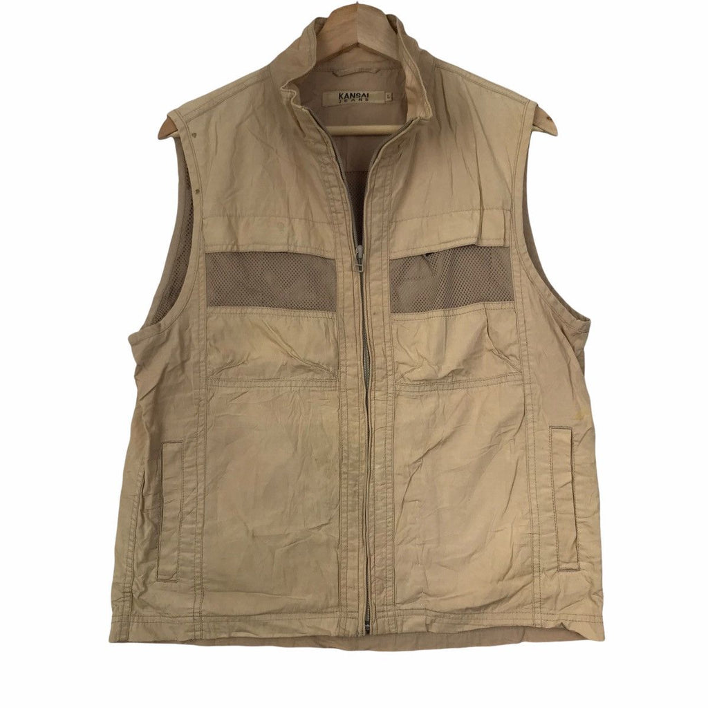 Vintage KANSAI YAMAMOTO JEANS Tactical Vest Jacket Outdoor Denim Cotton Outdoor