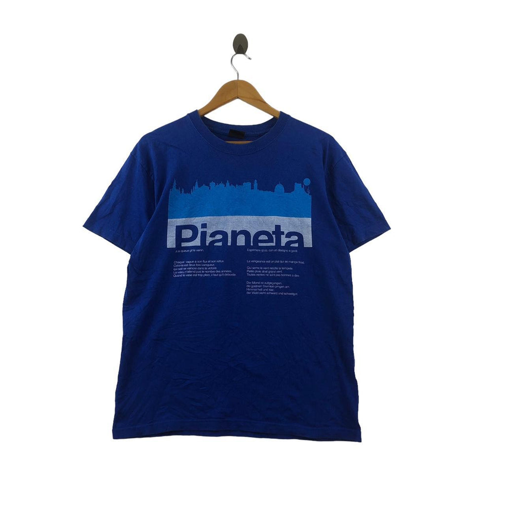 Vintage PIANETA ARTWORK French Poem Poet Tee Shirt Who Sows The Wind Reaps The Whirlwind