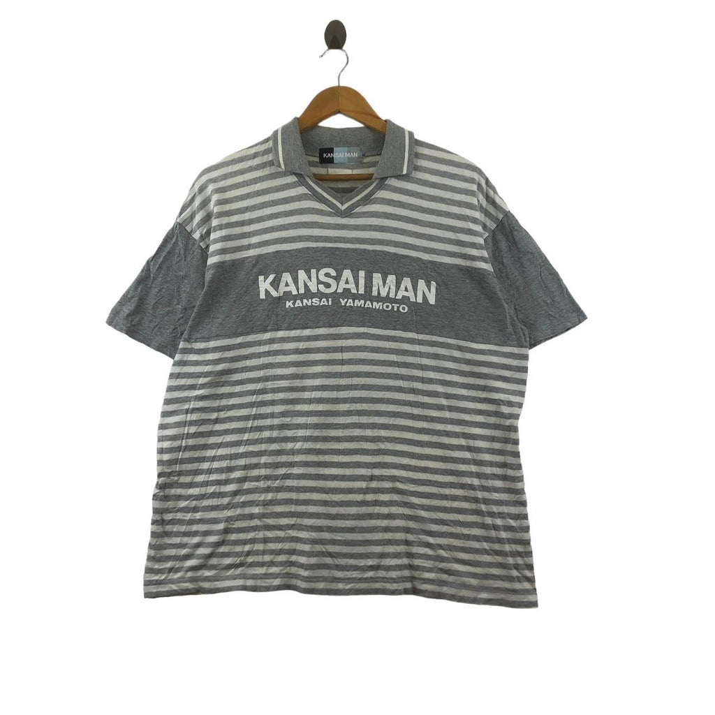 Vintage KANSAI YAMAMOTO Kansai Man Collection Polo Tee Shirt Striped V Neck