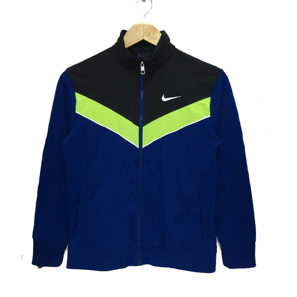 NIKE Sportswear Swoosh Logo Embroidered Striped Full Zip Sweater Jacket
