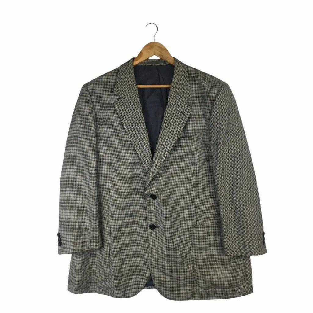 Vintage GIANNI VALENTINO ITALY Houndstooth Pattern 2 Button Blazer Sport Coat Suit