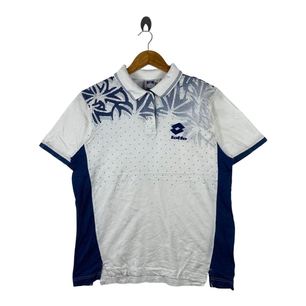 Vintage LOTTO TENNIS ITALIANO Artwork Polo Tee Shirt Top Jersey Floral