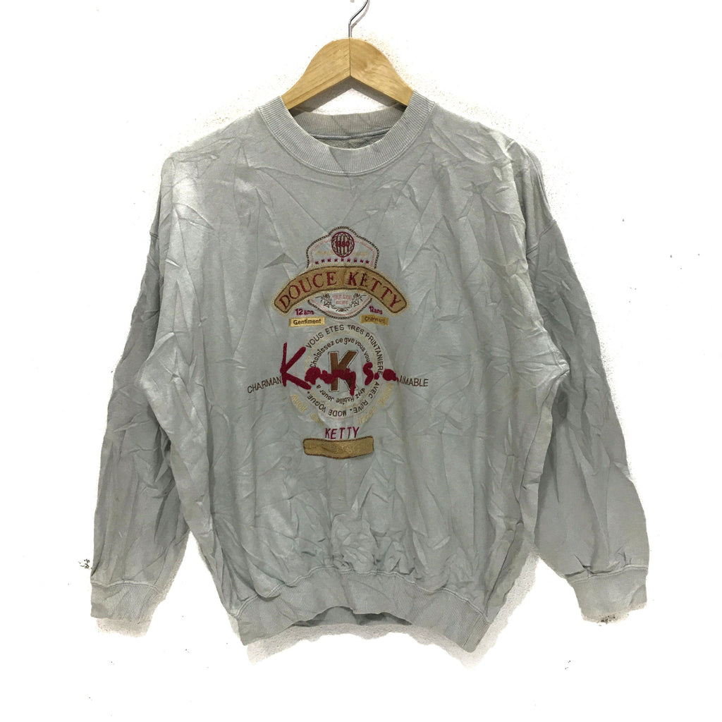 Vintage KETTY Sweatshirt Big Logo Spell Out Embroidery Pullover Jumper Crewneck Medium Size Sweater
