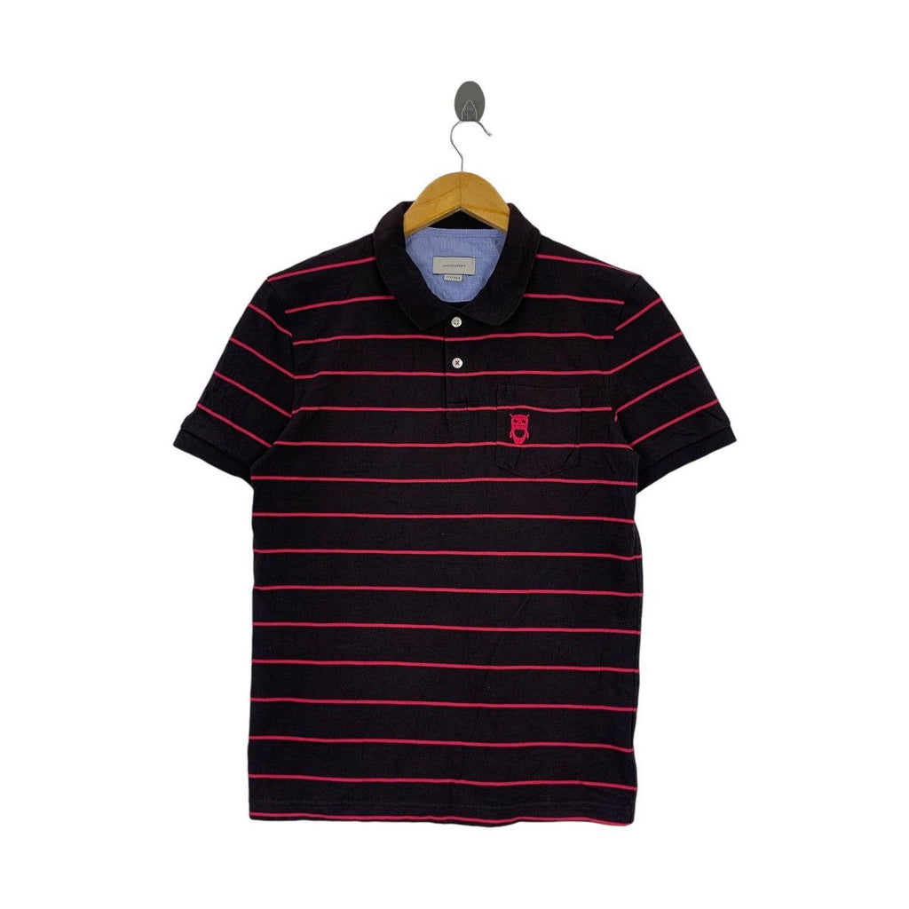 JACK & JONES CHRISTOFFER S/S Collection Polo Tee Shirt Top Striped Embroidered Logo