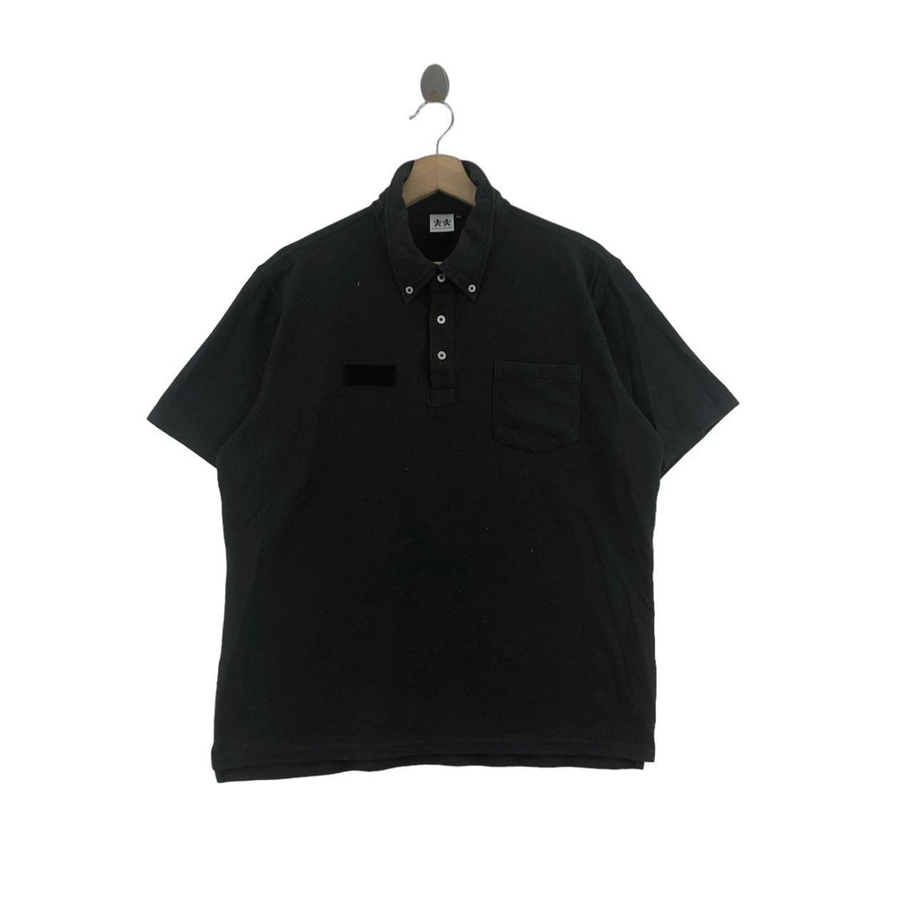 Vintage ANDARE SCHIETTI ITALY Pocket Black Polo Tee Shirt Top Patchwork Tennis Golf
