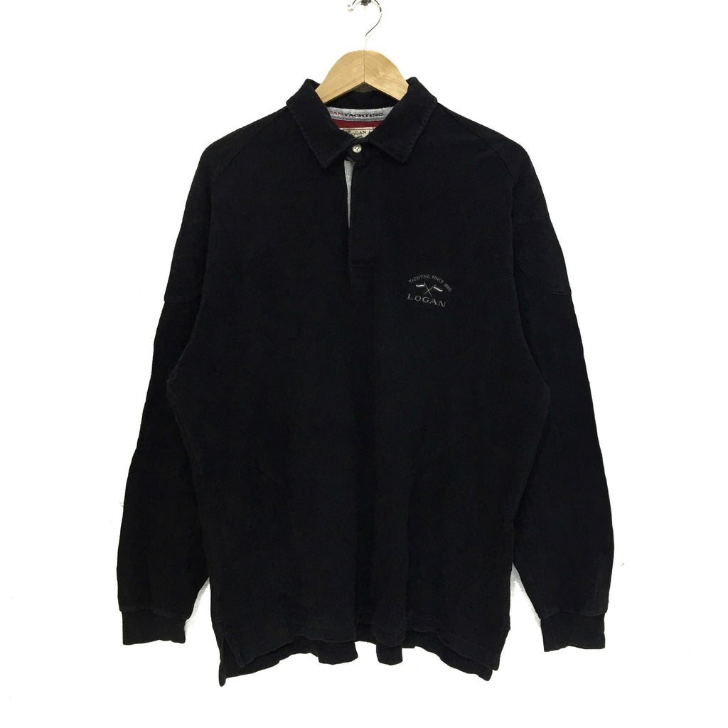 Vintage LOGAN YACHTING & SONS Made In New Zealand Rugby Polo Tee Shirt Top Long Sleeve