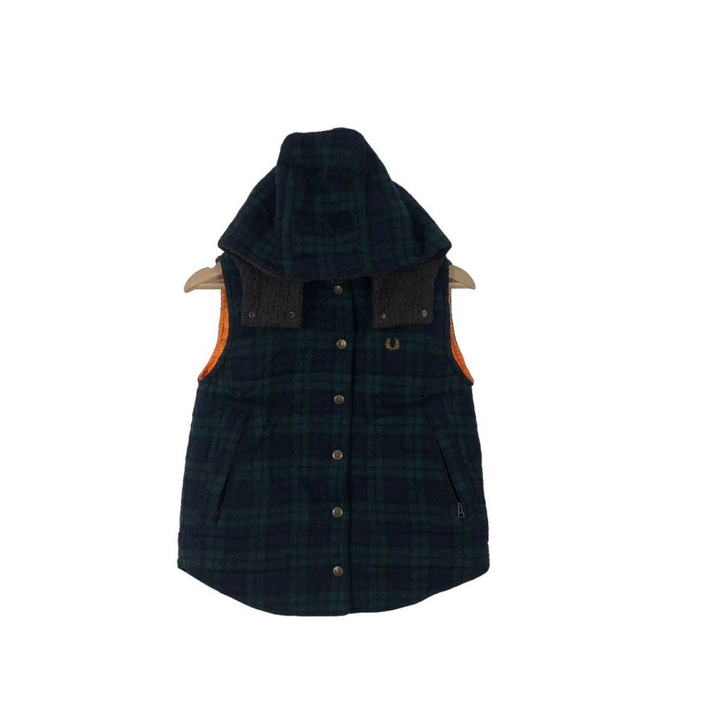 FRED PERRY ENGLAND Plaid Nova Checks Tartan Vest Jacket Hoodie Windbreaker