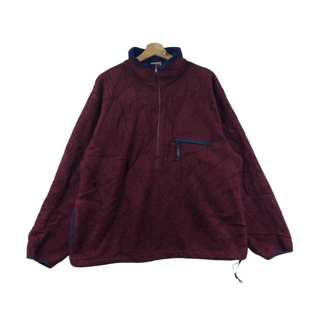 Vintage 90’ L.L BEAN USA Outdoor Hunting Maroon Sherpa Fleece Jacket Sweater Windbreaker Camping