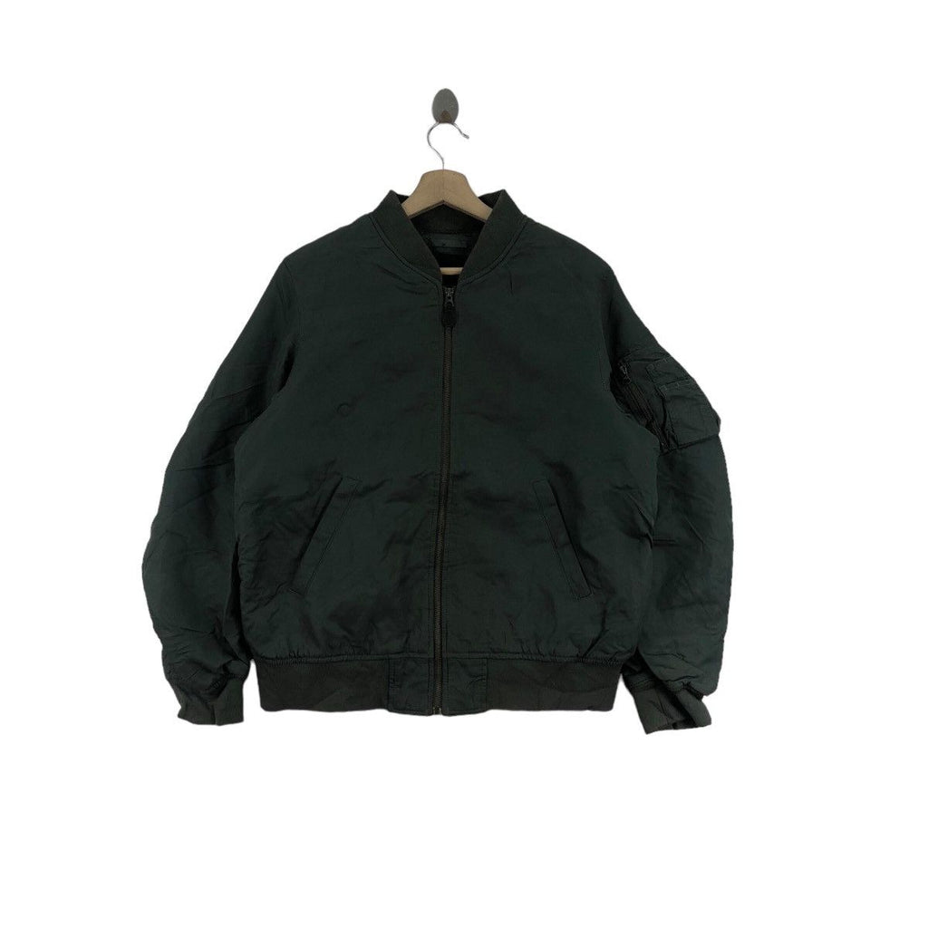 UNIQLO JAPAN MA-1 Military Puffer Green Bomber Jacket Windproof Zipper