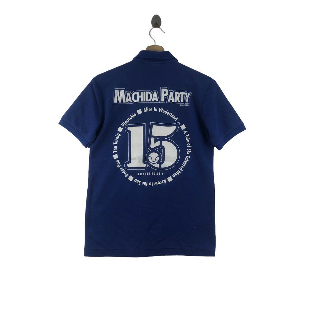 Vintage MACHIDA PARTY 15th ANNIVERSARY Polo Tee Shirt Top Alice In Wonderland The Turnip