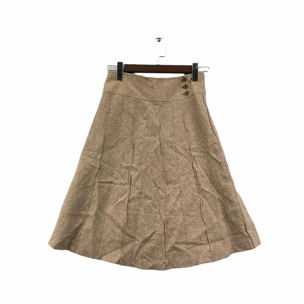 Vintage ELLE PARIS PLANETE Striped Brown Midi Skirt Bottom Minimalist Design