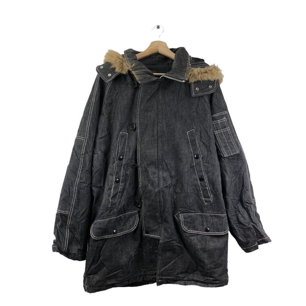 Vintage SLAP SHOT Made In Japan Designer Punk Rebel Jacket Parka Heavy Coat Hoodie Windbreaker