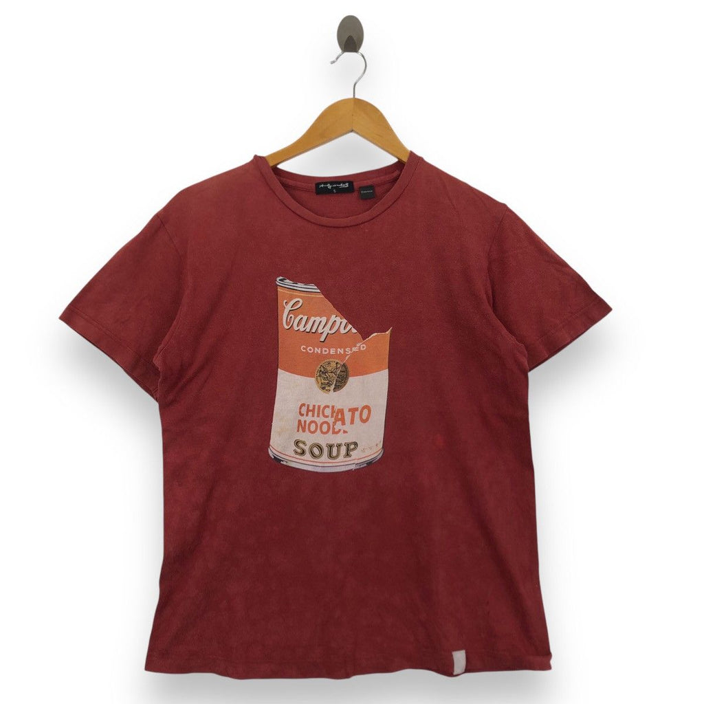 Vintage 2005 ANDY WARHOL CAMPBELL Soup Pop Art Tee Shirt Top Illustration Artist