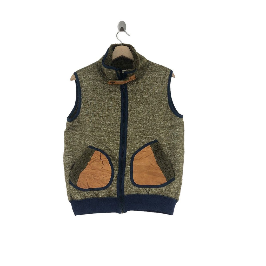 Vintage JOURNAL STANDARD JAPAN Cowhide Pocket Fleece Vest Jacket Deep Pile