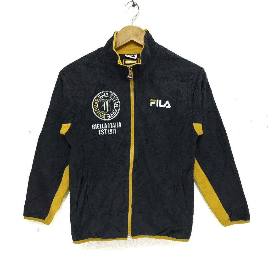 Vintage FILA BIELLA ITALIA Fleece Embroidered Logo Zipper Sweater Jacket Windbreaker