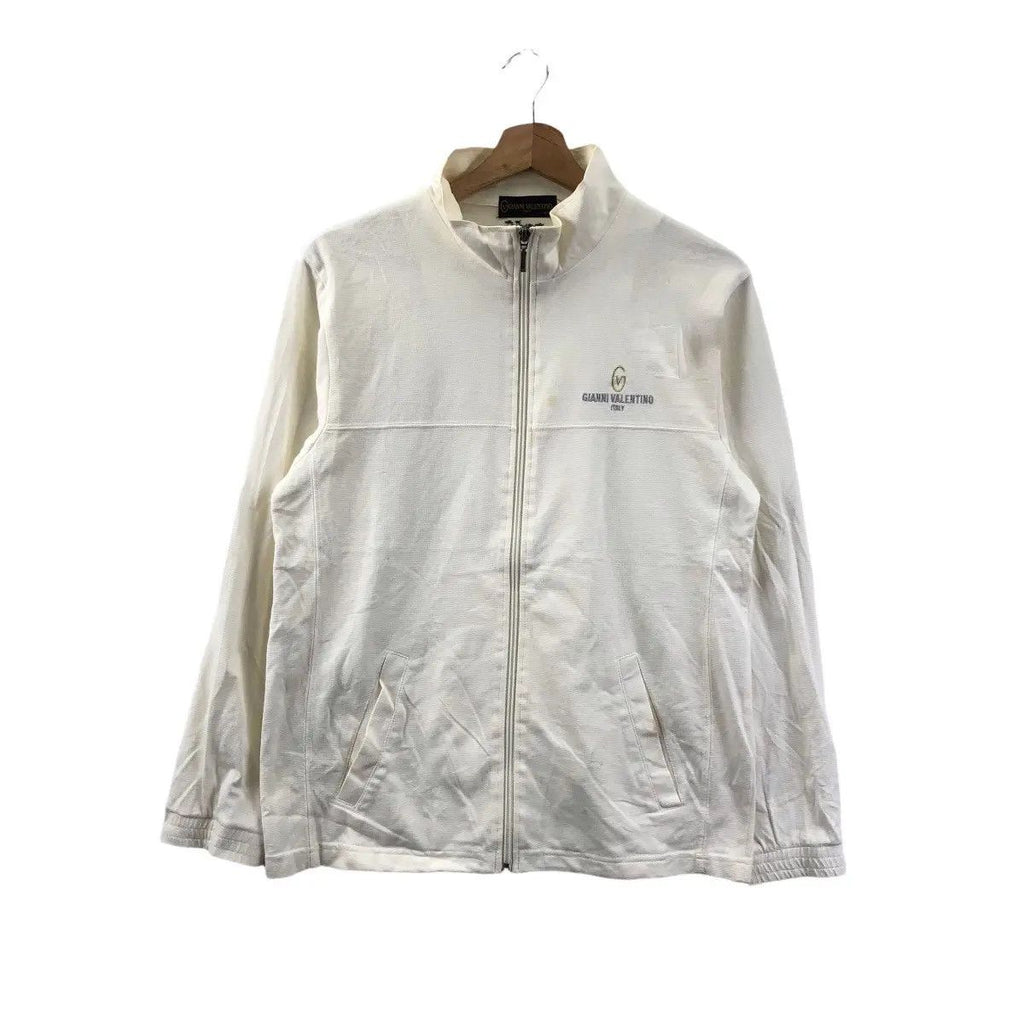 Vintage GIANNI VALENTINO ITALY Embroidered Logo Sweater Jacket Zipper