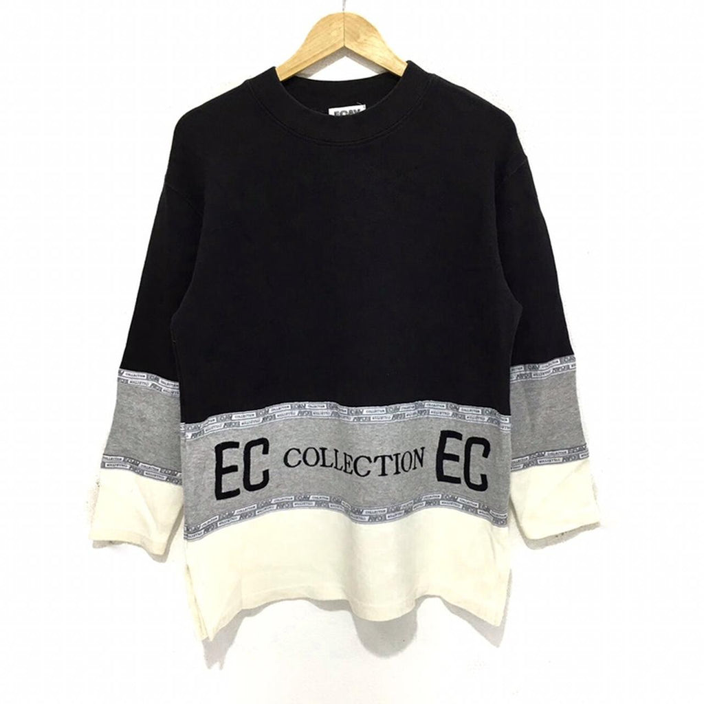 Vintage ECAV EC COLLECTION Monogram Striped Sweatshirt Crewneck Sweater Pullover Jumper