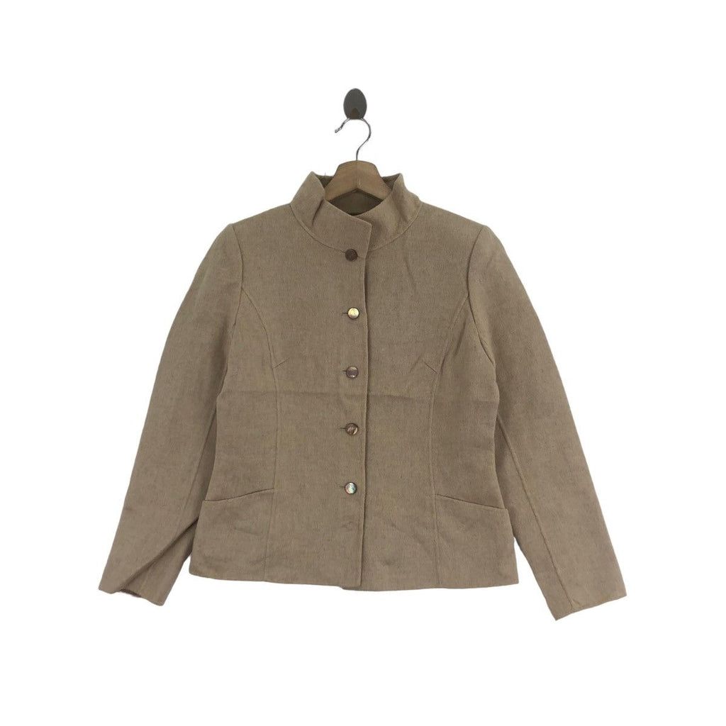 Vintage HANAE MORI PARIS Cashmere Gold Button Jacket Tweed Coat Cardigan Sport Coat