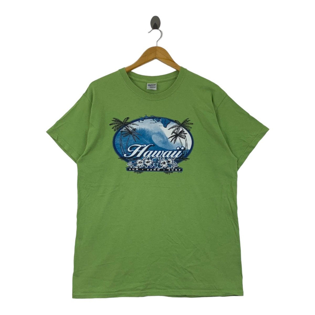 Vintage HAWAII SUN SAND SURF Flowers Tee Shirt Top Hibiscus Beach Vacation