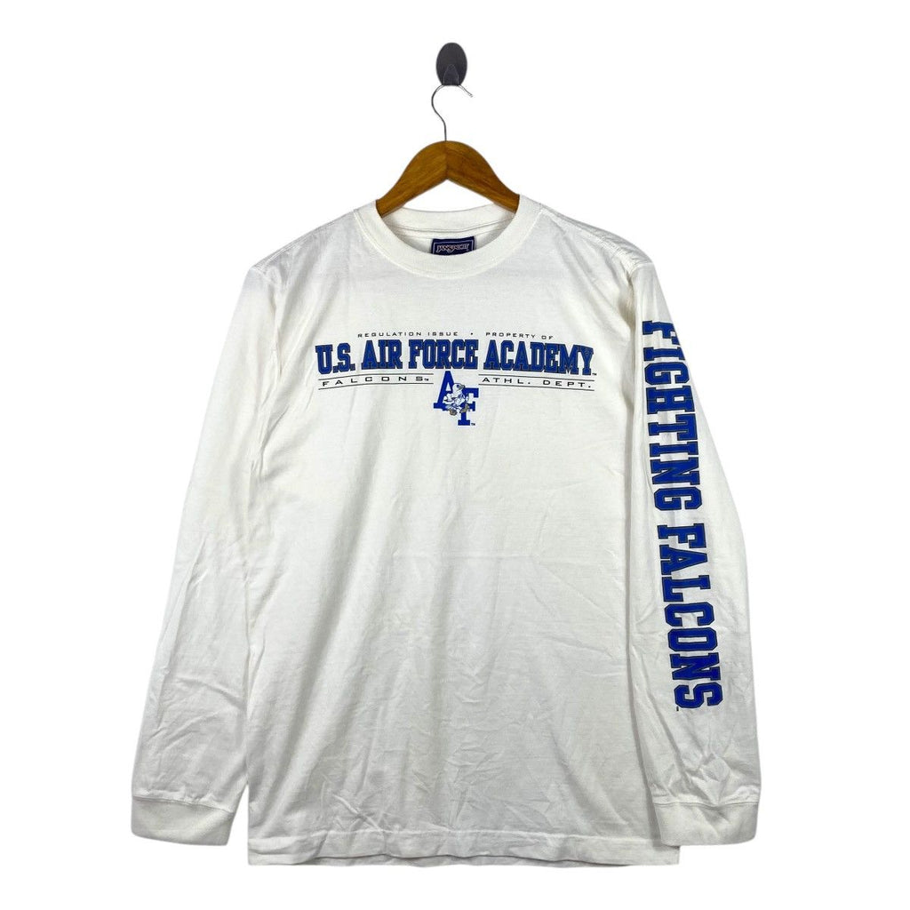 Vintage US AIR FORCE Academy Falcons Athl Dept Tee Shirt Top Military Army Fighting
