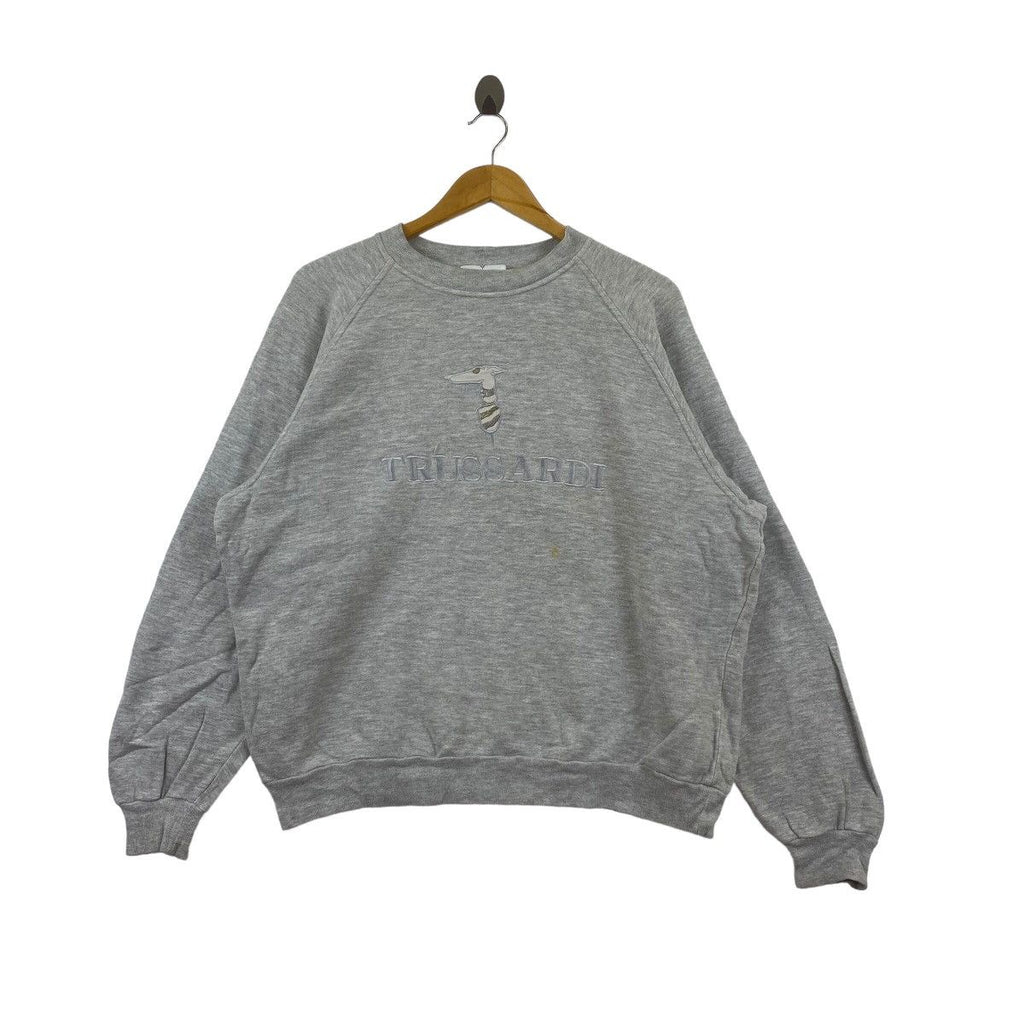 Vintage 90’ TRUSSARDI Made In Italy Embroidered Logo Sweatshirt Sweater Pullover Jumper
