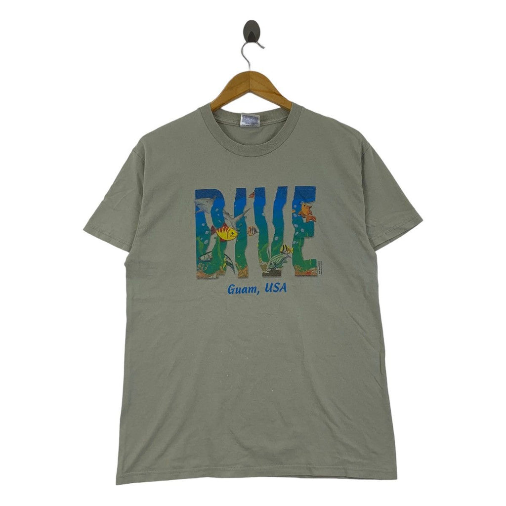 Vintage 90’ DIVE GUAM USA The Sun Tee Shirt Top Hawaii Honolulu