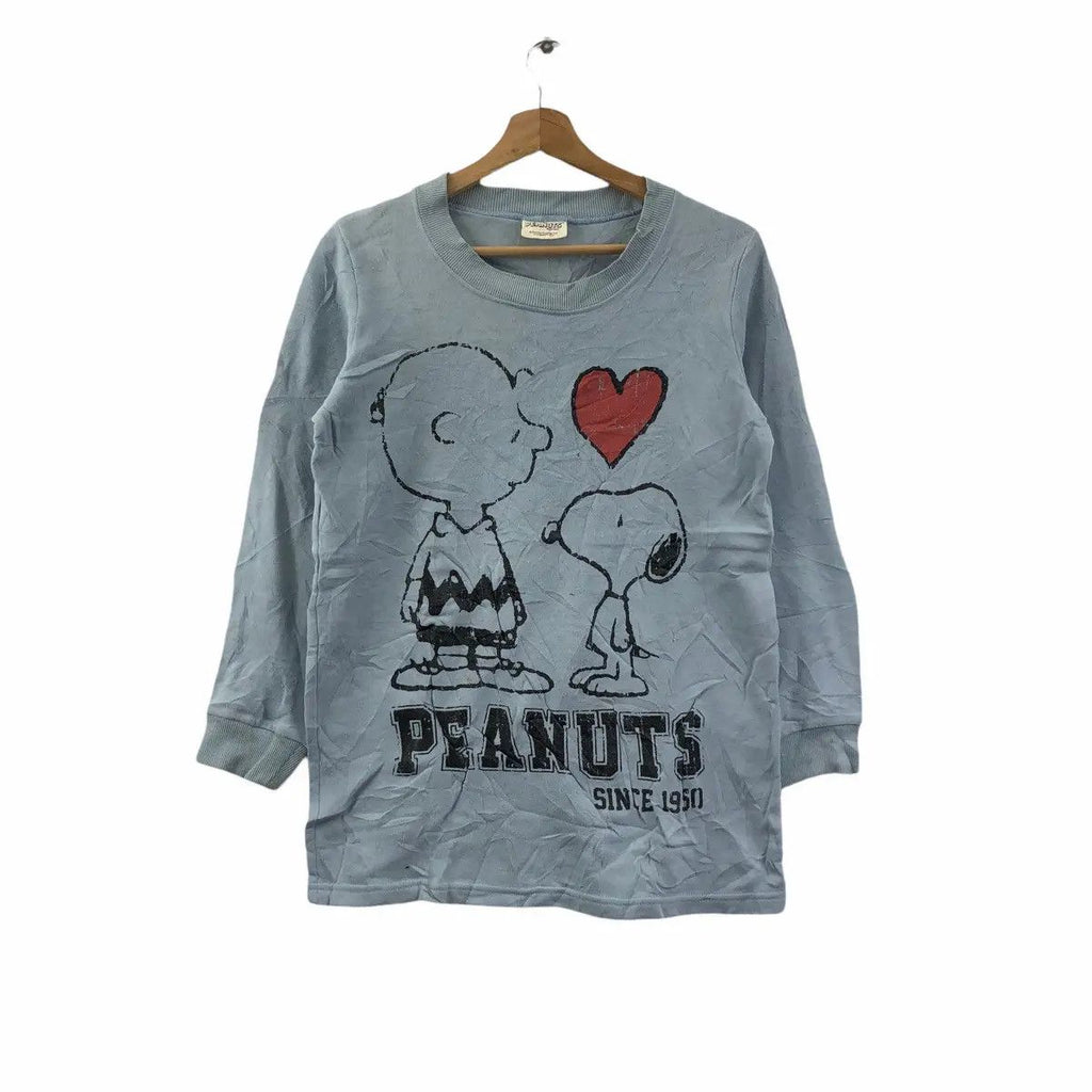 Vintage PEANUTS SNOOPY CARTOON Blue Sweatshirt Pullover Jumper Sweater
