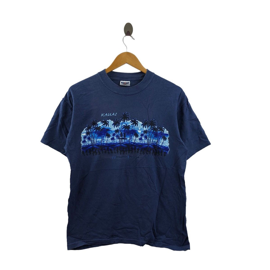 Vintage 90’ HAWAIIAN ISLAND KAUAI Coconut Tree Beach Tee Shirt Summer Vacation