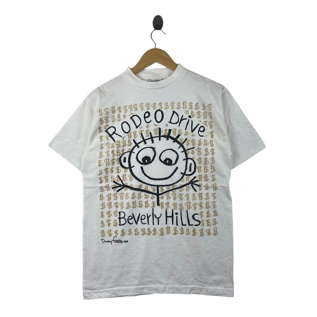 Vintage 1989 DANNY FIRST CARTOON Rodeo Drive Tee Shirt Top Beverly Hills Doodles Comic Strip