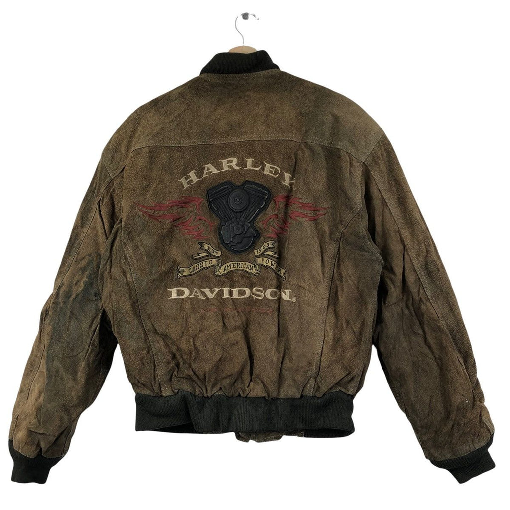 Vintage HARLEY DAVIDSON MOTORCYCLE American Legend Leather Jacket Biker Eagle Patch