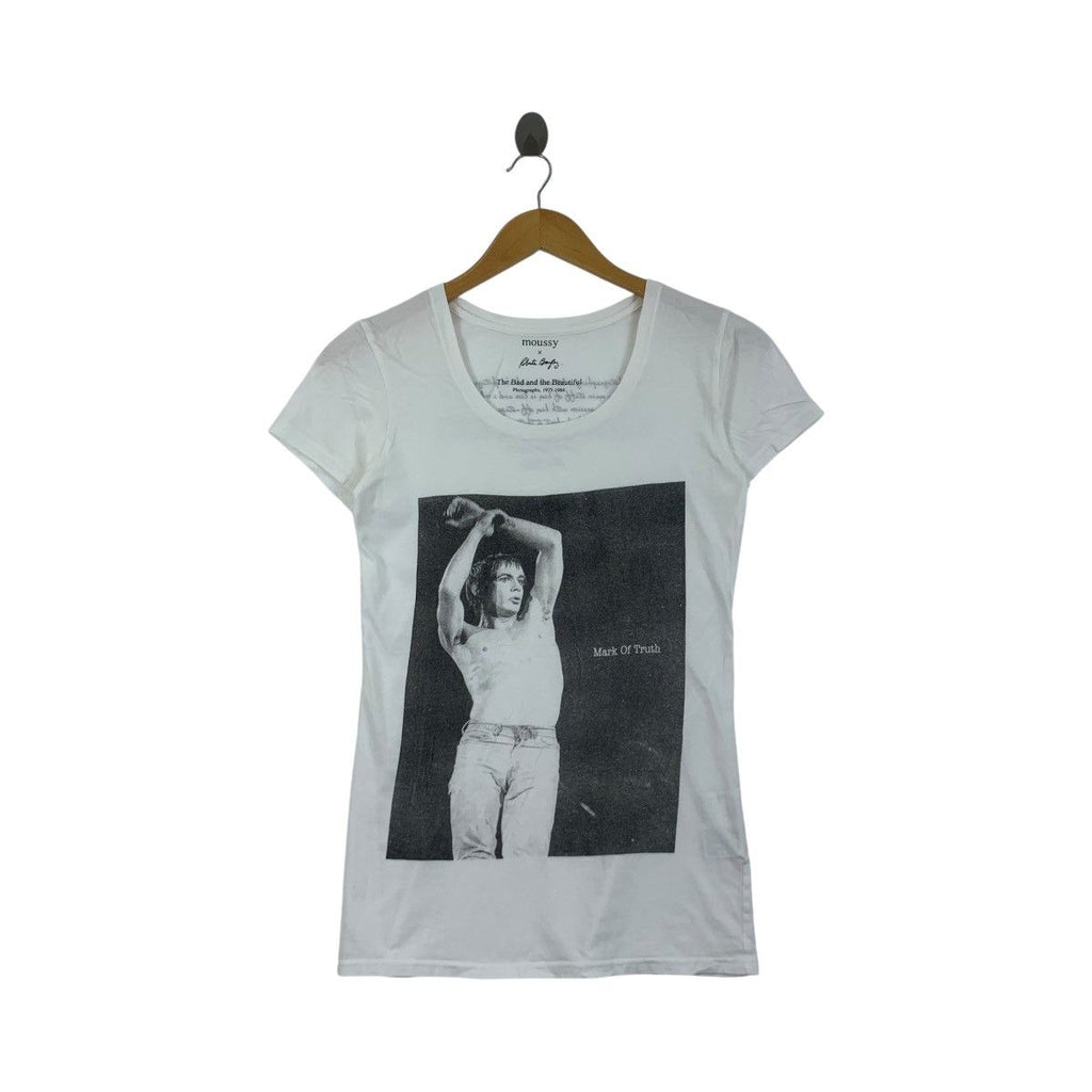 ROBERTA BAYLEY FOTOFOLIO x MOUSSY Iggy Pop Punk Tee Shirt Top Store Photoprint
