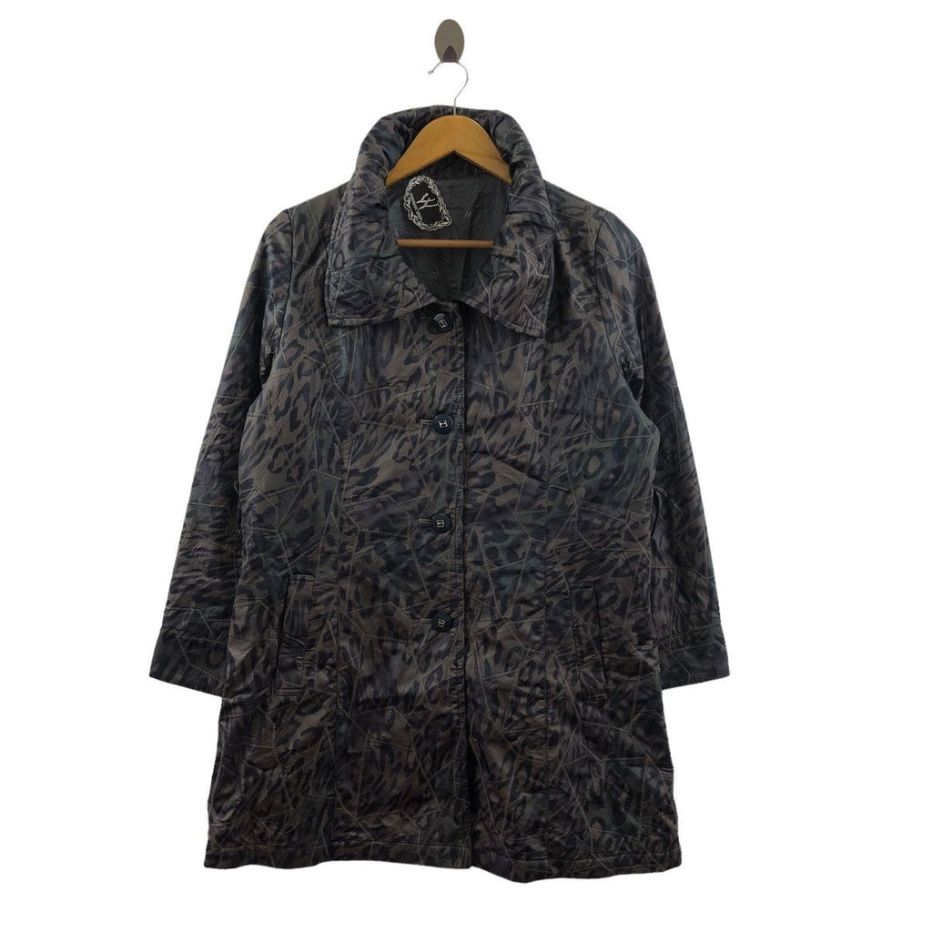 Vintage 80’ YOSHIAKI YAMA Leopard Stripe Trench Coat Parka Jacket Windbreaker Winter