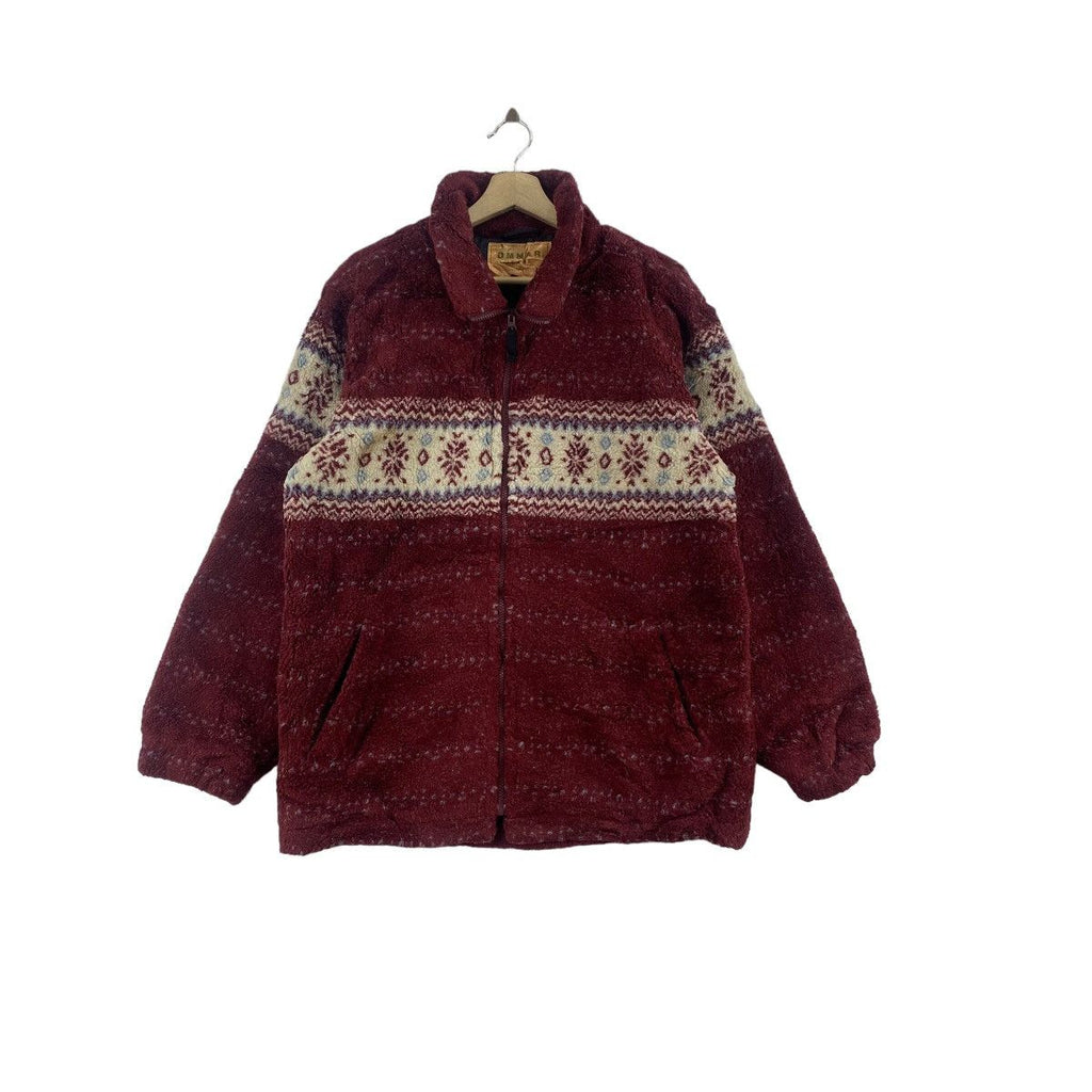 Vintage OMMAR JEANS NAVAJO Aztec Deep Pile Sherpa Fleece Jacket Parka Windproof