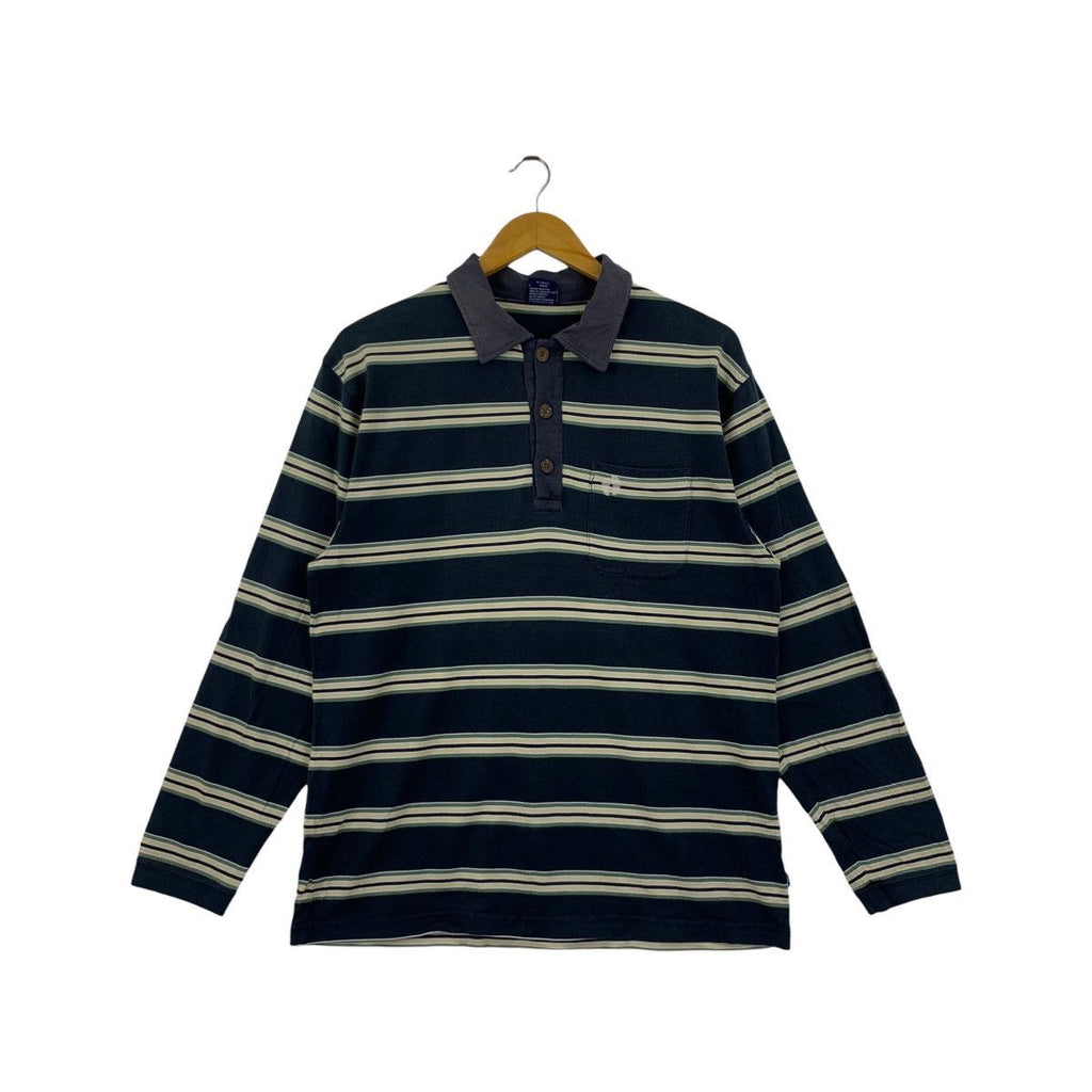 Vintage HANG TEN HAWAII HONOLULU Striped Polo Tee Shirt Top Surf Beach