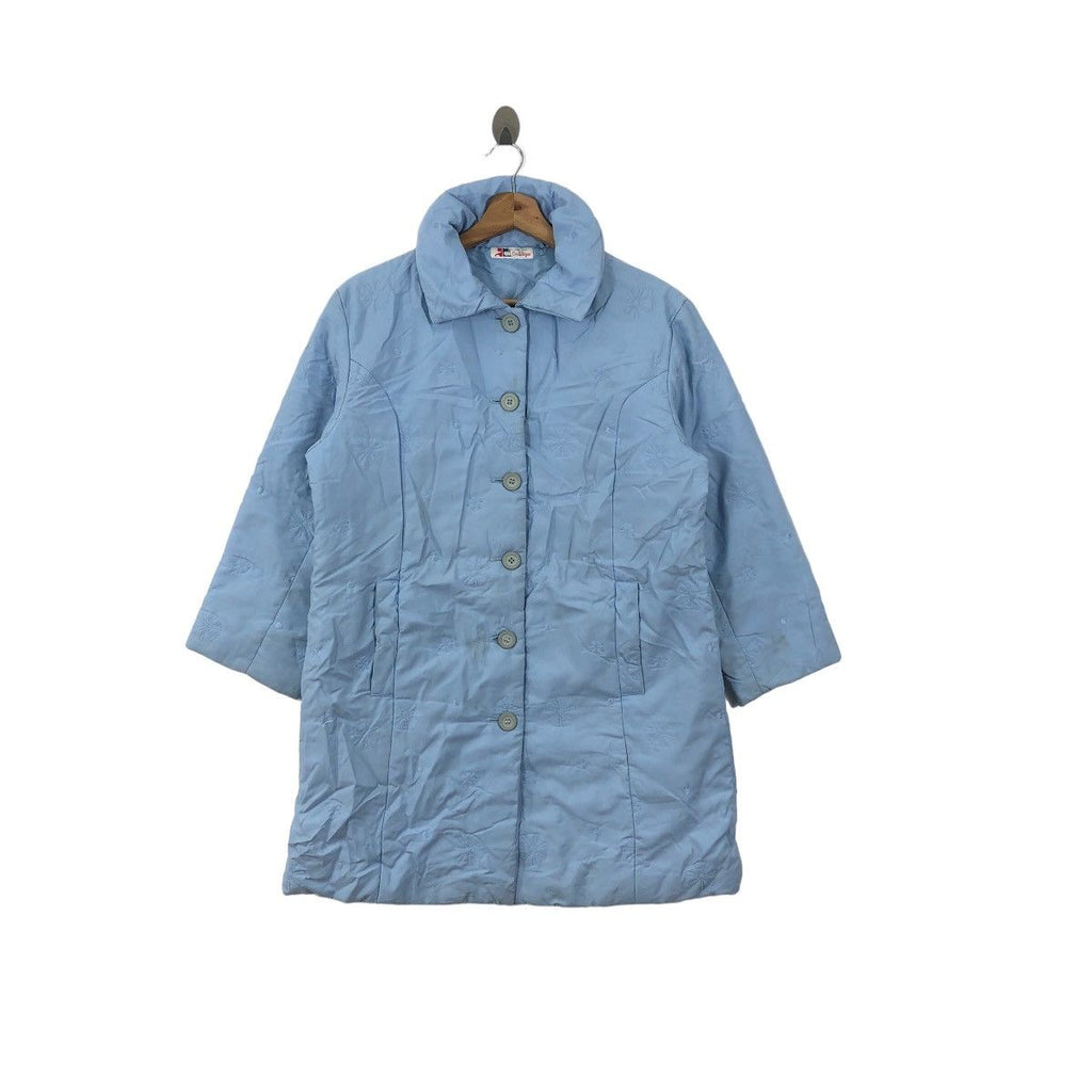 Vintage 90’ COURREGES PARIS Puffer Outdoor Blue Trench Coat Parka Jacket Windbreaker