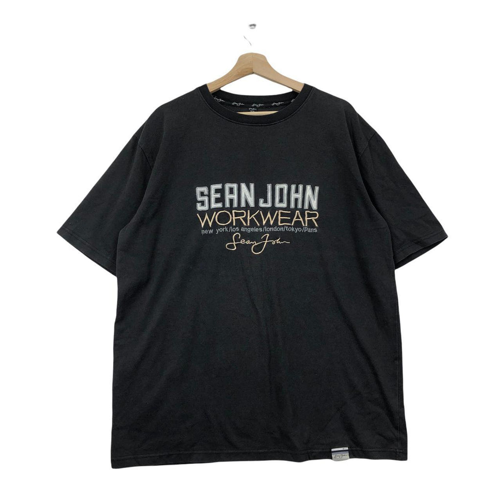 Vtg SEAN JOHN WORKWEAR Box Logo Stock Tee Shirt Hip Hop R&B Music