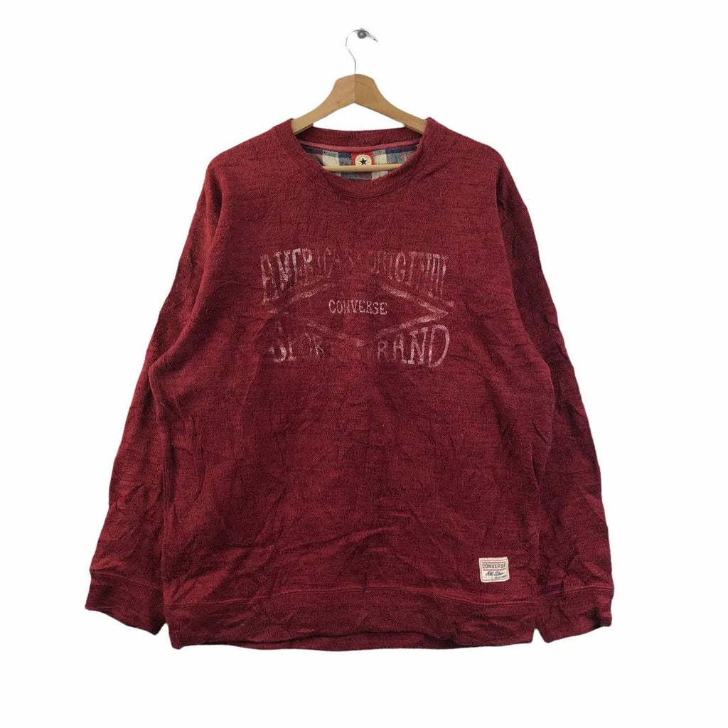 Vintage CONVERSE ALL STAR Distress Design Sweatshirt Pullover Jumper Sweater