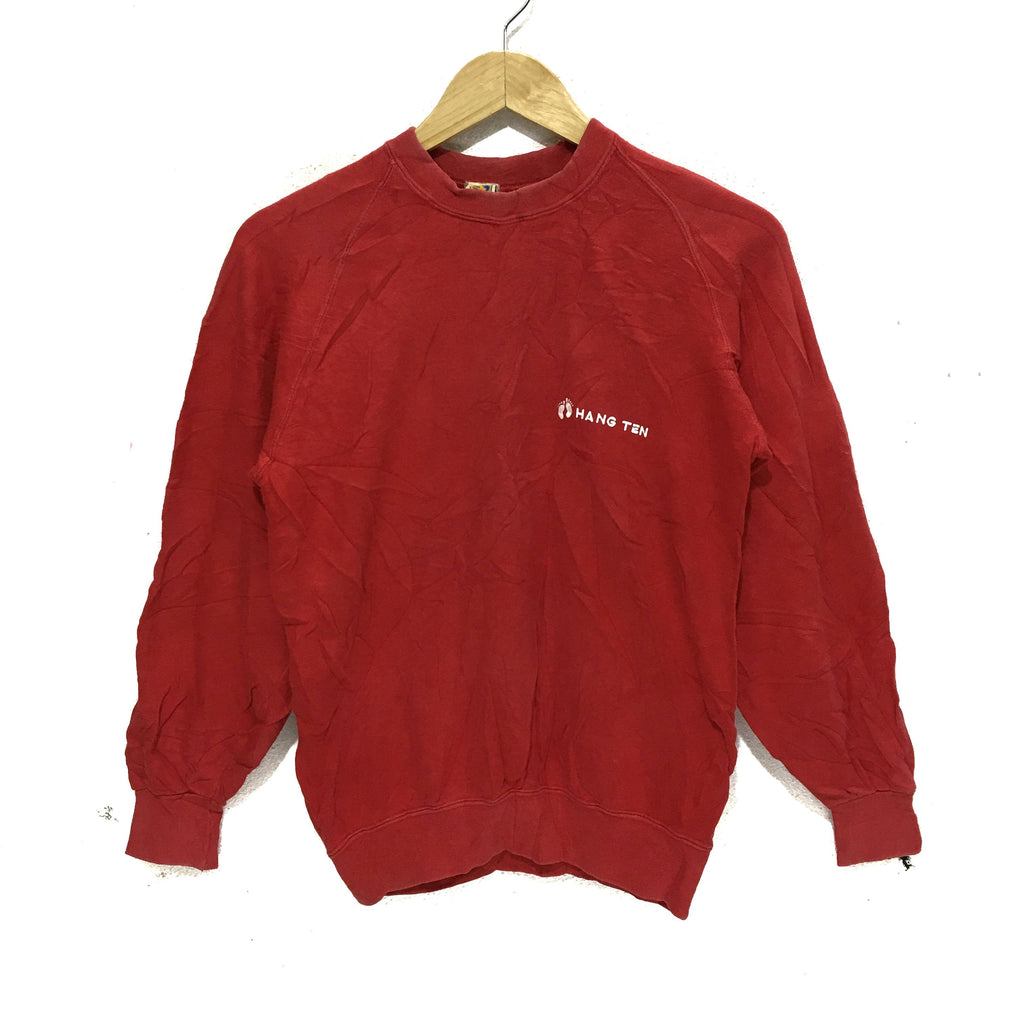 Vintage 90' HANG TEN Yellow Tag Sweatshirt Minimalist Logo Pullover Jumper Sweater