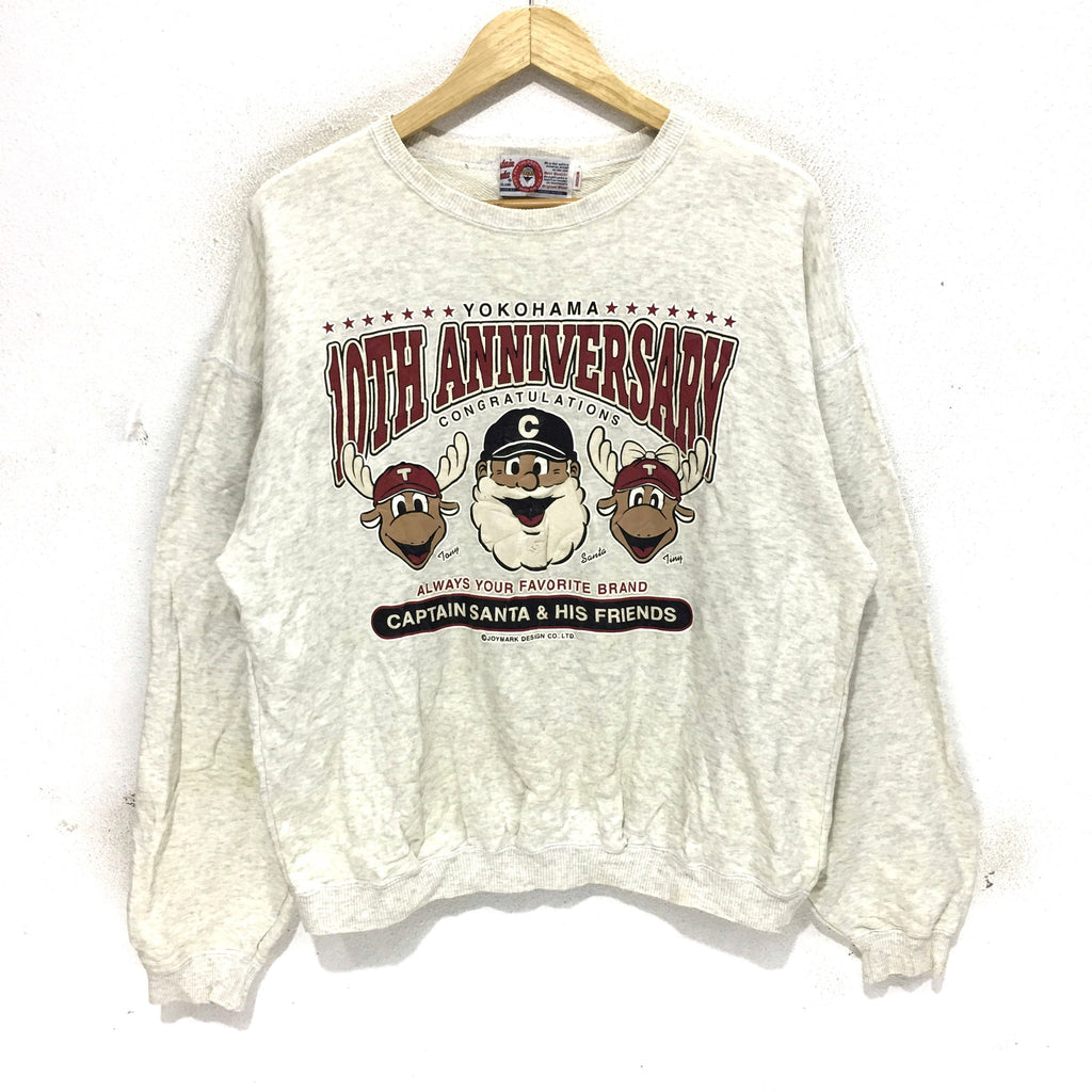 Vintage CAPTAIN SANTA YOKOHAMA Friends Sweatshirt Pullover Jumper Crewneck Sweater Cartoon Comic Strip