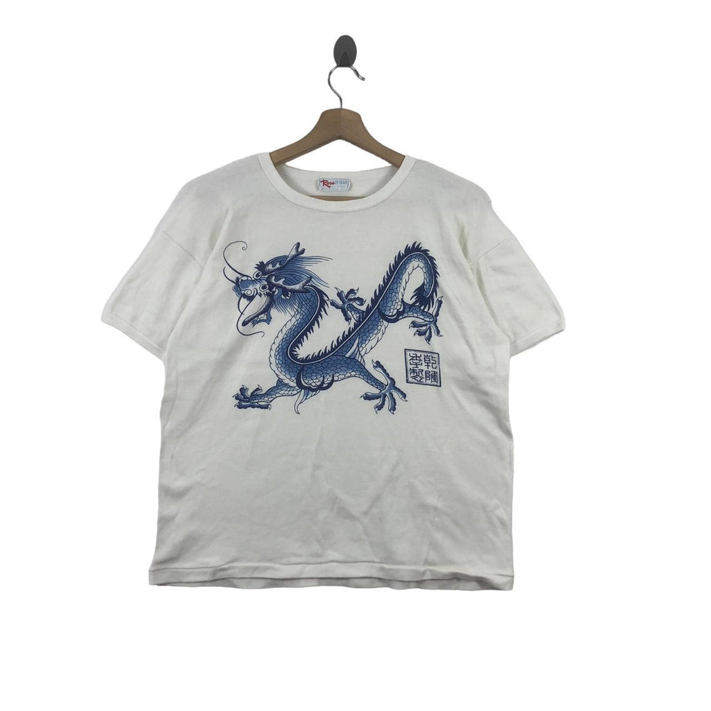 Vintage 80’ DRAGON RYU ART Shanghai Tee Shirt Top Sukajan Japan Traditional