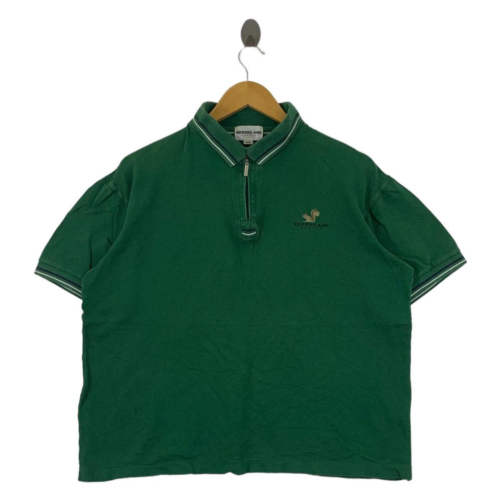 Vintage KENSHO ABE SPORTS Half Zipper Golf Polo Tee Shirt Top Striped