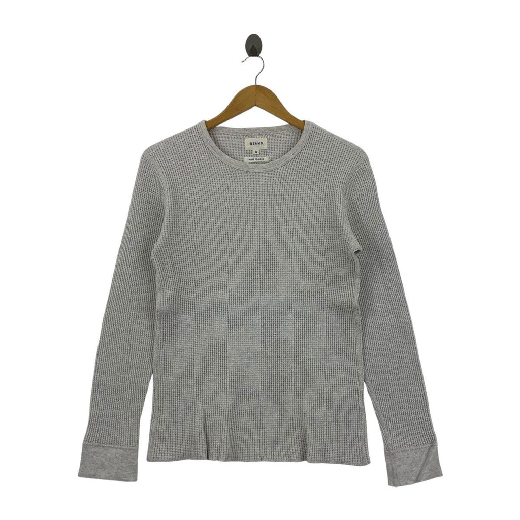 Vintage BEAMS PLUS JAPAN Quilted Plain Tee Shirt Top Long Sleeve
