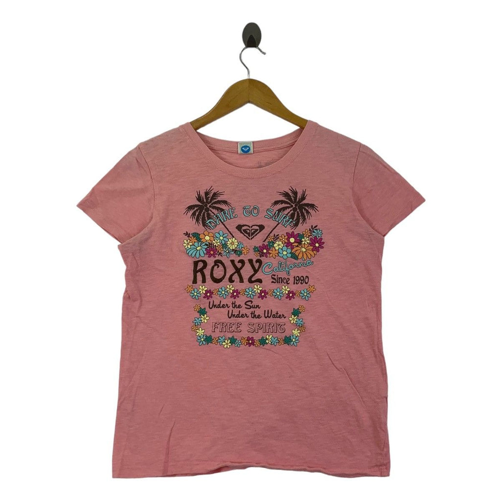 QUIKSILVER ROXY Flowers California Spirit Tee Shirt Top Beach Honolulu