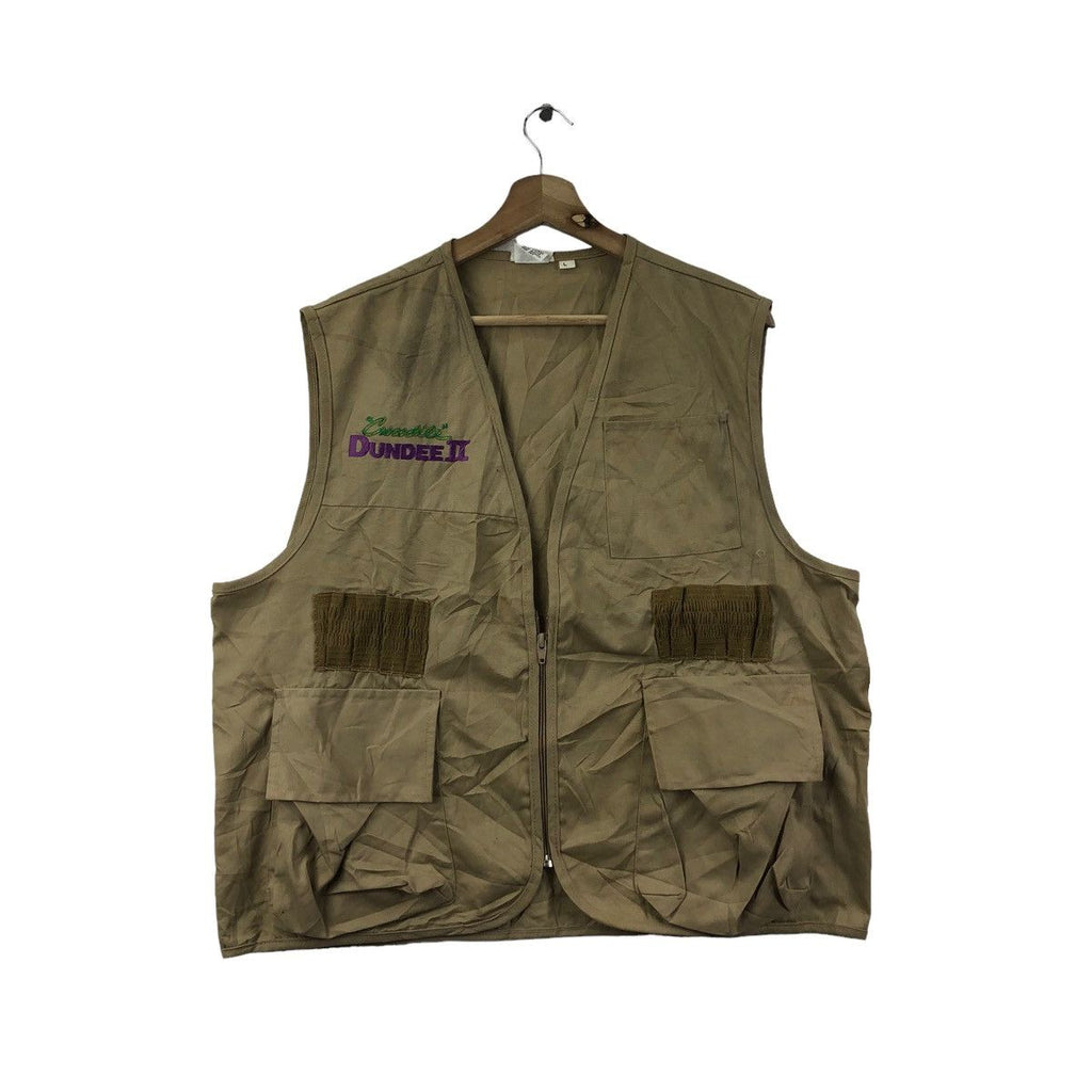 Vintage 1989 CROCODILE DUNDEE FILM Movie Tactical Vest Jacket Outdoor Windbreaker Paramount Pictures