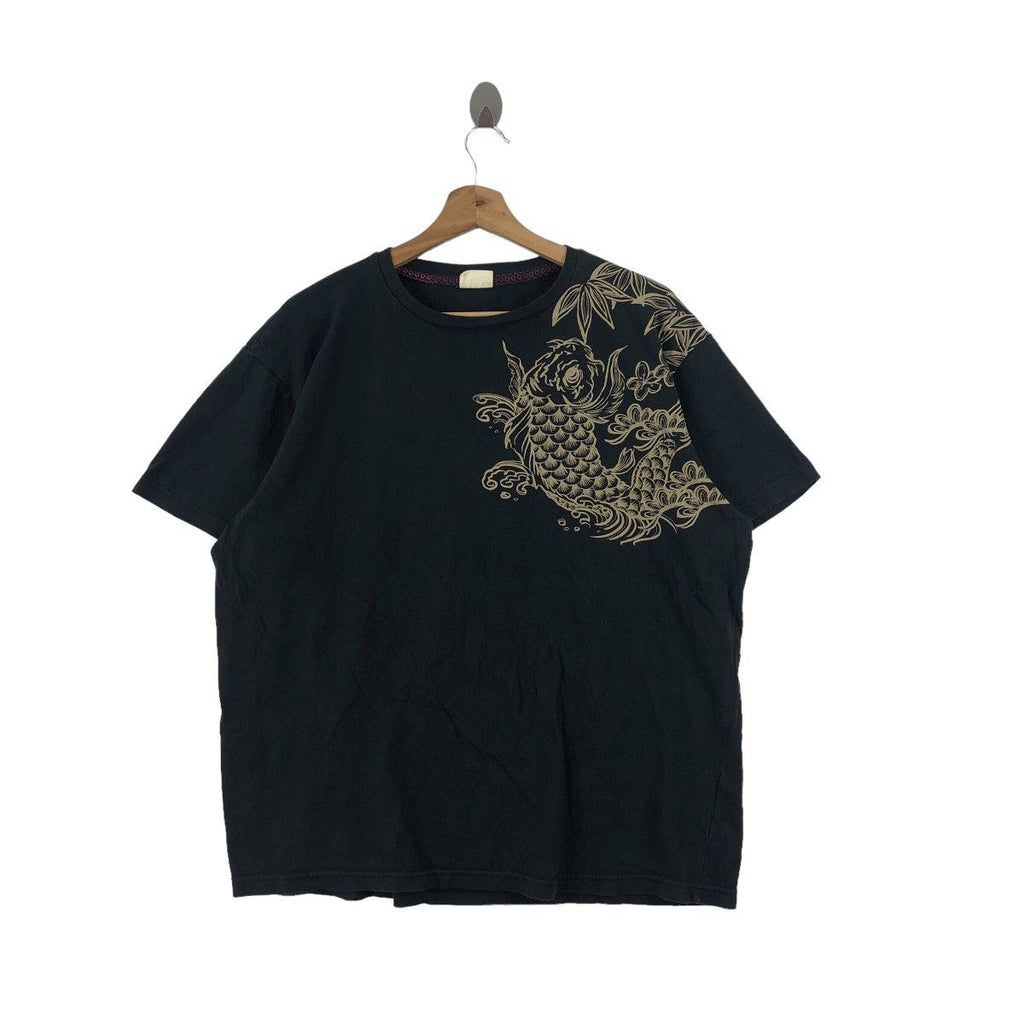 Vintage JAPAN TRADITIONAL KURA KURI Fish Koi Tee Shirt Top Strange Heaven