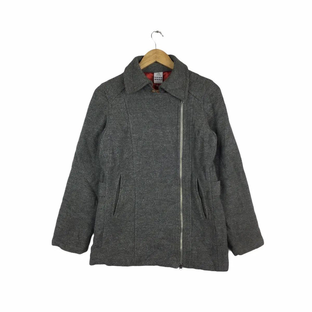 ADIDAS 3 Stripes Zipper Wool Quilted Jacket Windbreaker Trench Coat Parka