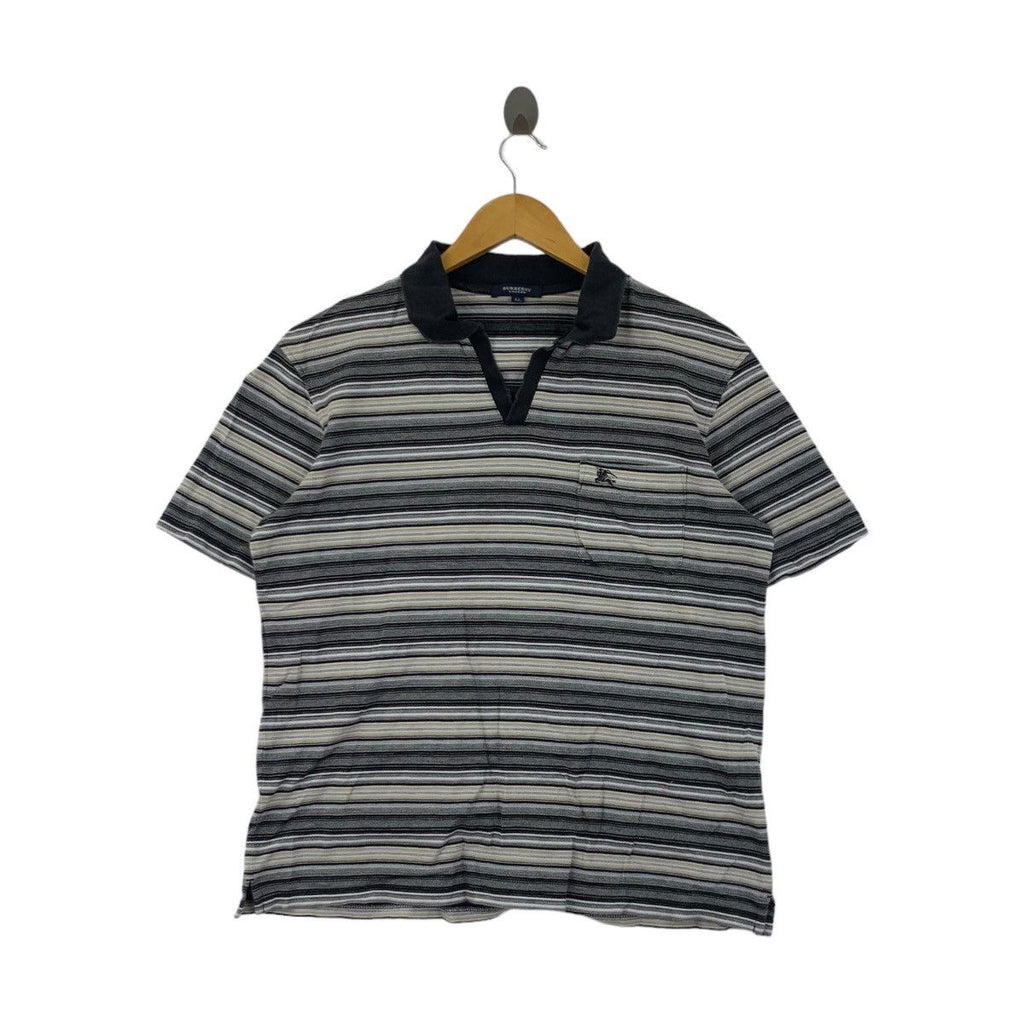 Vintage BURBERRY LONDON PRORSUM Striped Polo Tee Shirt Top Made In Japan