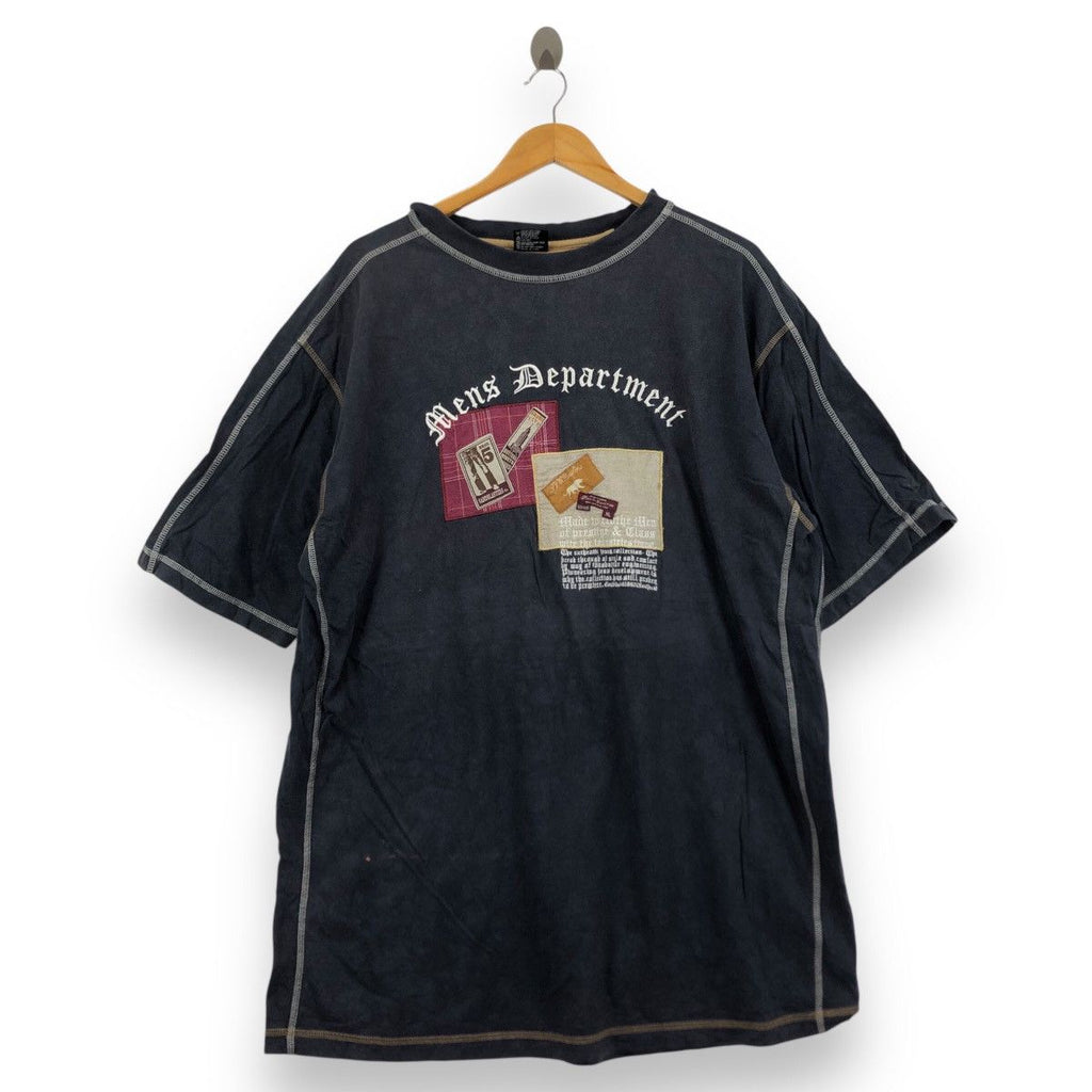 Vintage FUBU THE COLLECTION Patchwork Embossed Logo Tee Shirt Top Hip Hop Rap