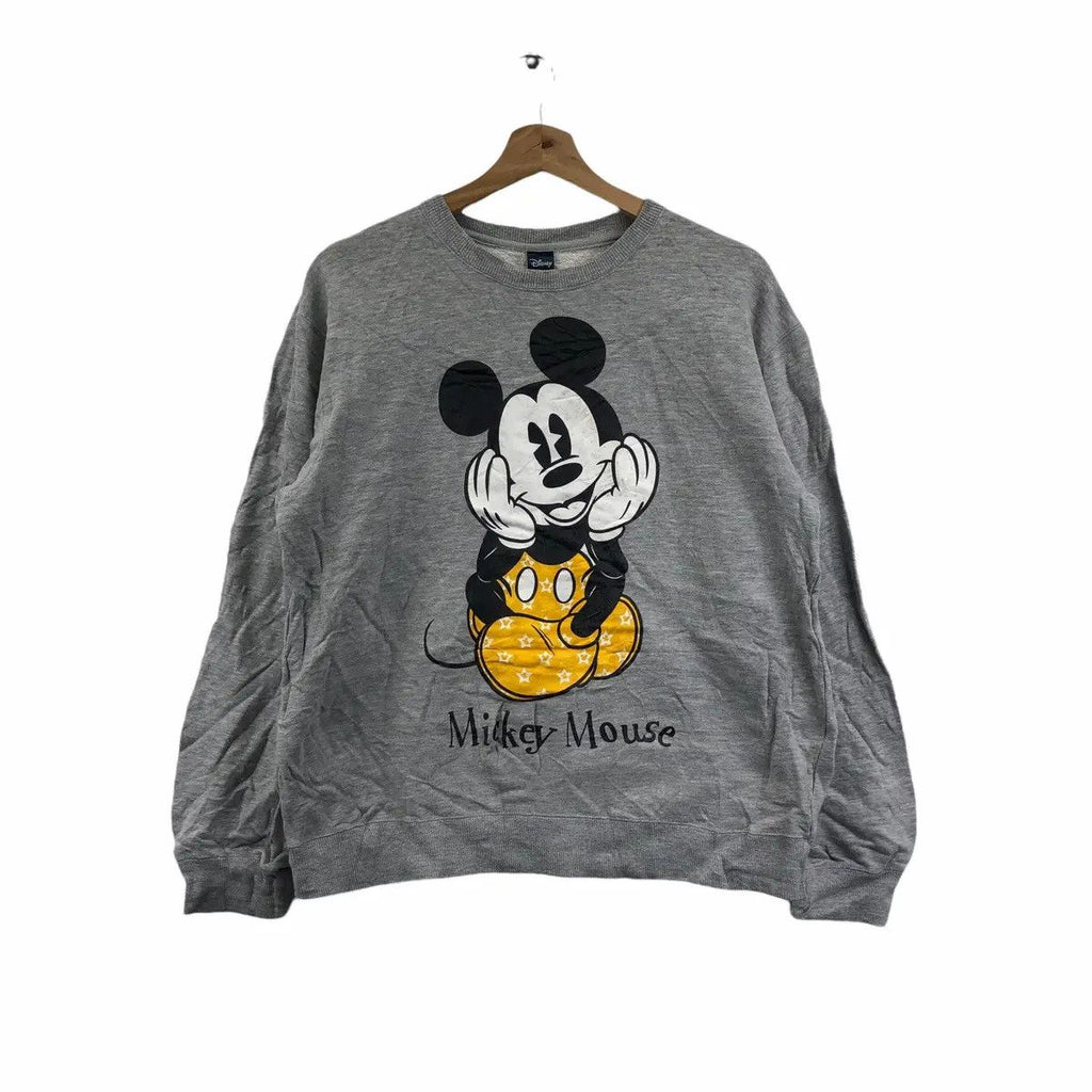DISNEY MICKEY MOUSE Cartoon Grey Sweatshirt Sweater Pullover TV Movie Comic Strip